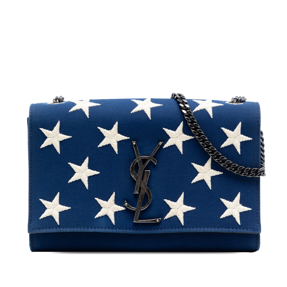 Pre-Loved Saint Laurent Small Star Embroidered Canvas Monogram Kate Crossbody - Picture 1 of 8